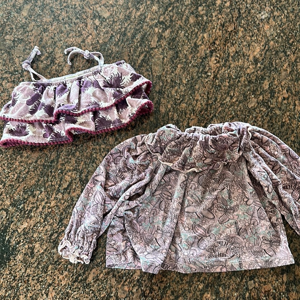 Kate Quinn Maroon  Floral Tops GUC 12-18 mo